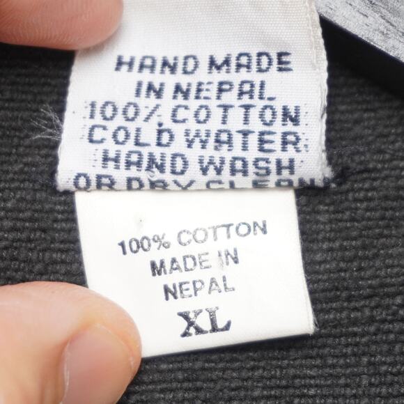 Ganesh Himal Handmade Nepal Cotton Vest XL Black-Red Fish “Om” Print Boho - Picture 9 of 9